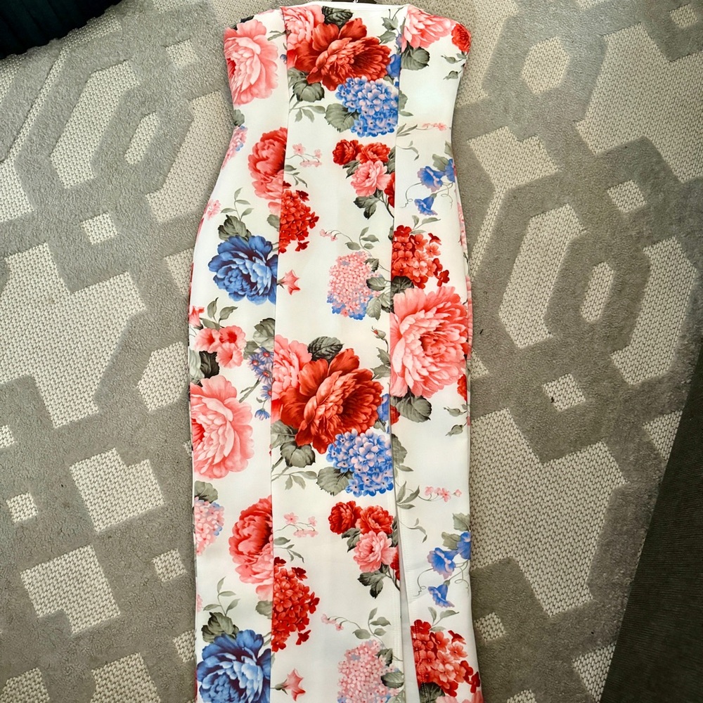 Fashion Nova floral tube top midi dress New